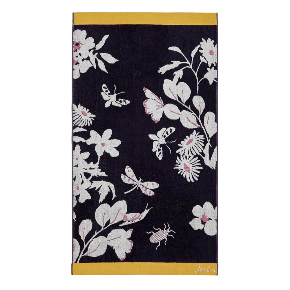 Floral Beasts Cotton Towels by Joules in Navy Blue